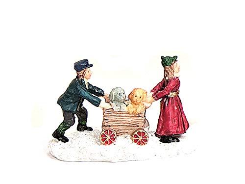 meindekoartikel Weihnachtliche Miniatur-Figuren Winterwelt-Szene aus Poly Höhe 7 cm – Wagen mit Hunden von meindekoartikel