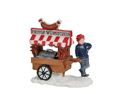 meindekoartikel Weihnachtliche Miniatur-Figuren Winterwelt-Szene aus Poly – Marktstand Würstchenstand B7 x T3 x H7 cm von meindekoartikel