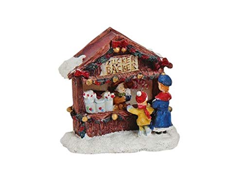 meindekoartikel Weihnachtliche Miniatur-Figuren Winterwelt-Szene aus Poly – Marktstand Zuckerbäcker-Stand B8 x T4 x H7 cm von meindekoartikel