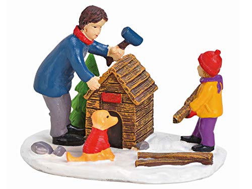 meindekoartikel Winterliche Miniatur Winterszene Lichthaus Winterwelt Figur - Hundhüte - aus Poly (bunt) B8 x H6 x T6cm von meindekoartikel
