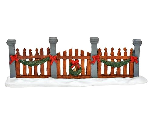 meindekoartikel Zaun im Schnee mit Weihnachtsdeko - Lichthaus Winterwelt - Miniaturfiguren Miniatur-Modell für ihre Miniaturwelt von meindekoartikel