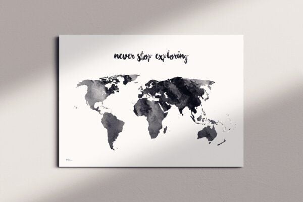 meine-weltkarte Stylische Weltkarte never stop exploring #1- nachhaltig & handemade in Germany - Wanddekoration Weltkarte - Keilrahmen, Leinwandposter meine-weltkarte Stylische Weltkarte never stop exploring #1- nachhaltig & handemade in Germany - Wanddekoration Weltkarte - Keilrahmen, Leinwandposter von meine-weltkarte