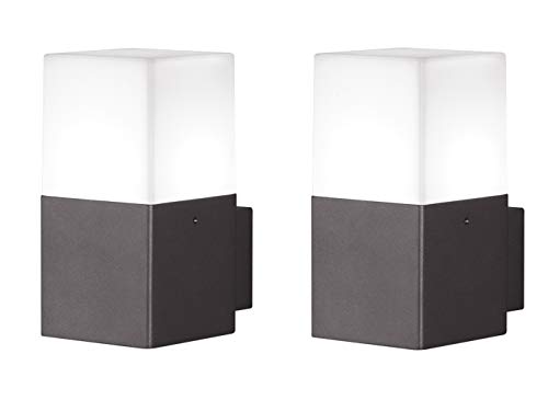 2-er SET eckige Außen-Wandleuchten in Anthrazit aus Aluminium, Höhe 17cm von meineWunschleuchte