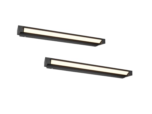 2er SET dimmbare Badezimmer Spiegelleuchten Schwarz, Breite 80cm von meineWunschleuchte
