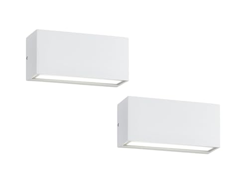 2er Set Außenwandleuchten Up- & Down Light in Weiß, Breite 14cm von meineWunschleuchte