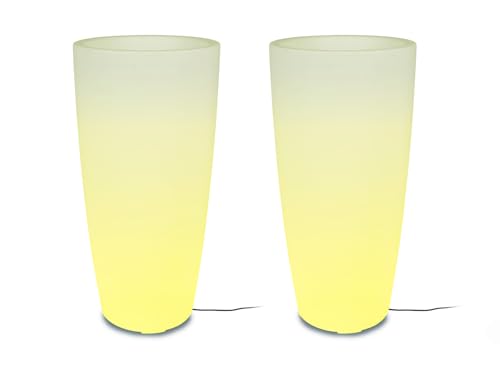 2er Set Blumentopfleuchten beleuchtete Blumenkübel mit RGB Farbwechsel, Höhe 75cm von meineWunschleuchte