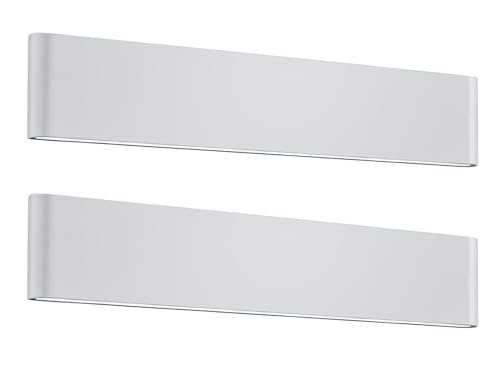 2er SET flache LED Außenwandleuchten aus Aluminium Weiß, Breite 46,5cm von meineWunschleuchte