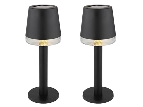 2er Set Kleine Outdoor Solar Tischleuchten Schwarz, Höhe 21,5cm von meineWunschleuchte