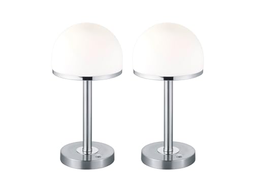 2er Set Tischleuchten in Silber mit Glas Lampenschirm dimmbar, Höhe 39cm von meineWunschleuchte