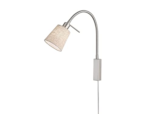 2in1 Wandleuchte & Bettleuchte - Schwanenhalslampe mit Lampenschirm Leinen Beige von meineWunschleuchte