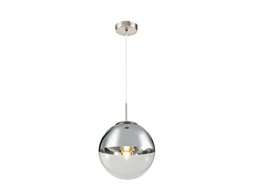 Ausgefallene Pendelleuchte mit Glaskugel 1-flammig, Design in Chrom & Klarglas, Ø 25cm von meineWunschleuchte