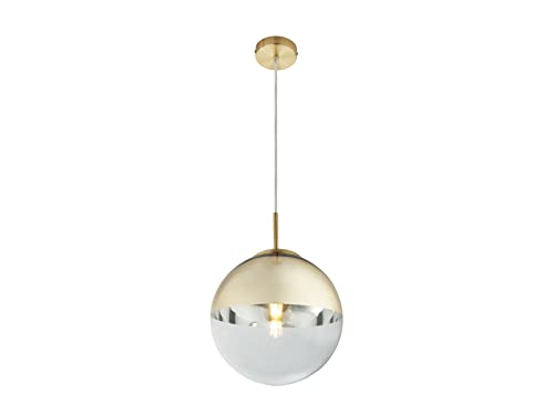 Ausgefallene Pendelleuchte mit Glaskugel 1-flammig, Design in Gold & Klarglas, Ø 25cm von meineWunschleuchte