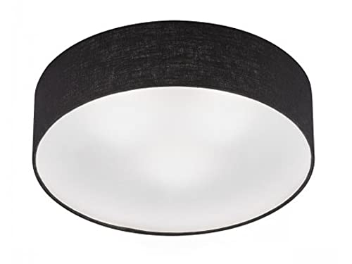 Deckenleuchte rund mit LED dimmbar - Stoffschirm Leinen Schwarz Ø 45cm von meineWunschleuchte