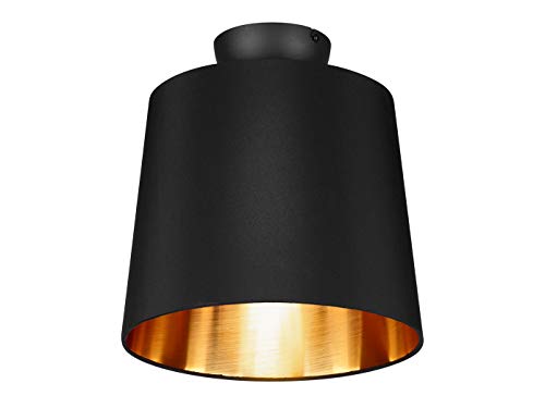 Dekorative Deckenleuchte LAUREA mit STOFF Lampenschirm Ø30cm in Schwarz & Innen Gold – einzigartiges Lichtambiente in edlem DESIGN von meineWunschleuchte