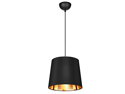 Dekorative Pendelleuchte LAUREA mit STOFF Lampenschirm Ø30cm in Schwarz & Innen Gold – einzigartiges Lichtambiente in edlem DESIGN von meineWunschleuchte