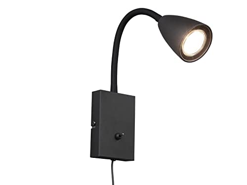 Flexible LED Leselampe, Wandleuchte mit & ohne Stecker, Schwarz matt von meineWunschleuchte