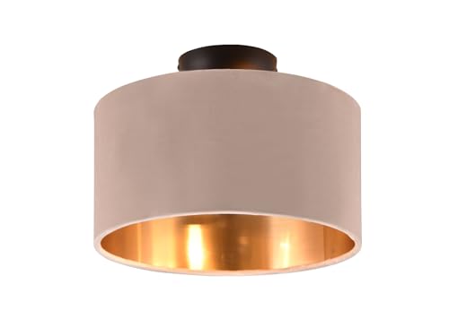 Kleine Deckenleuchte mit Samt Lampenschirm Beige innen Gold Ø 30cm von meineWunschleuchte