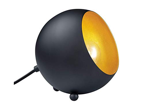 Kleine Kugel Tischleuchte aus Metall Schwarz Gold, Höhe 16cm von meineWunschleuchte