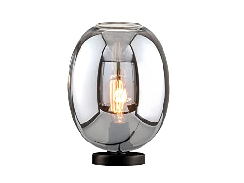 Kleine LED Tischleuchte Industrial Style mit Rauchglas - Vintage Nachttischlampe 27cm von meineWunschleuchte