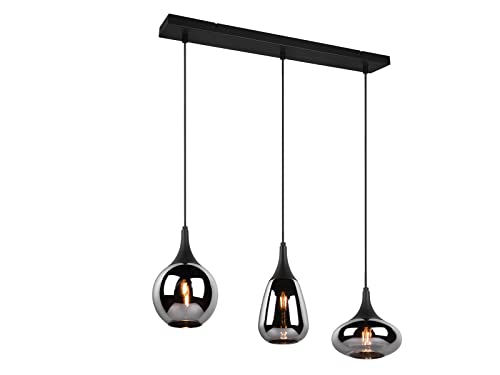 LED Balken Pendelleuchte 3 flammig Glas Chrom verspiegelt in Rauchglas Optik von meineWunschleuchte
