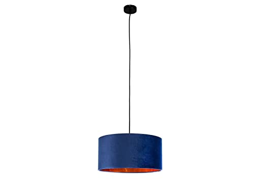 LED Pendelleuchte Vintage mit Lampenschirm Samt Blau/Gold Ø 40cm von meineWunschleuchte