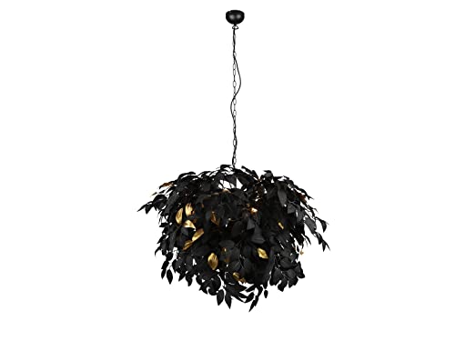 meineWunschleuchte LED Pendelleuchte dimmbar Lampenschirm Ø70cm Blätter Design in Schwarz-Gold von meineWunschleuchte