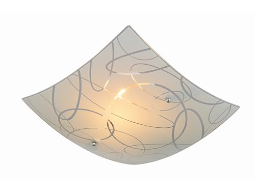 Quadratische Deckenleuchte mit satiniertem Glas Lampenschirm und Dekor, 30x30cm von meineWunschleuchte