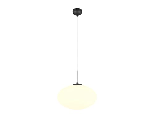 Retro Pendelleuchte Schwarz mit Glaskugel Lampenschirm Weiß Ø 40cm von meineWunschleuchte