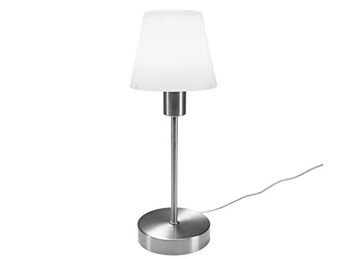 Tischleuchte mit TOUCH Dimmer in klassischem DESIGN - Glas Lampenschirm Opal weiß & Fuß Nickel matt - Neue TOUCH Generation geeignet für LED von meineWunschleuchte