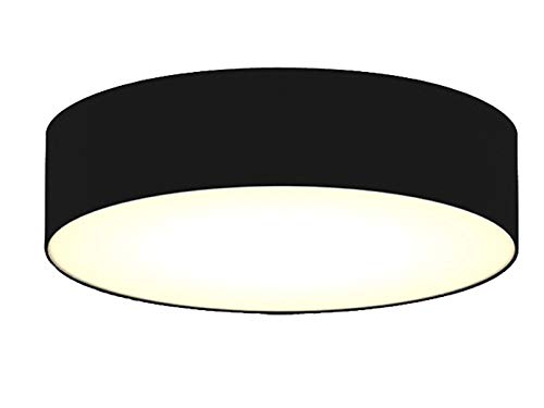 Zeitlose runde Deckenleuchte mit LED Licht - Stoffschirm in Schwarz Ø 60cm & satinierte Abdeckung für blendfreie Beleuchtung von meineWunschleuchte