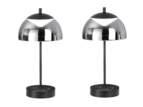 meineWunschleuchte 2er SET kabellose Tischlampen Schwarz/Rauchglas mit Touchdimmer, Höhe 35cm von meineWunschleuchte