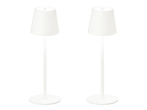 meineWunschleuchte 2er Set kabellose Akku Tischlampen Weiß 38cm mit USB Kabel & Sensor Dimmer von meineWunschleuchte