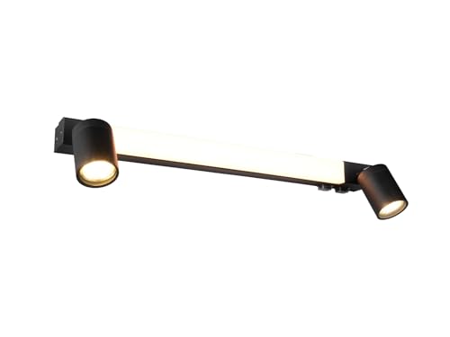 meineWunschleuchte Bad Spiegelleuchte mit 2 Strahlern und Schalter, Schwarz Breite 60cm von meineWunschleuchte