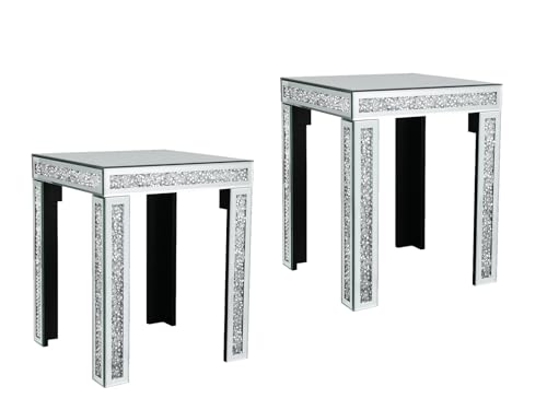 meineWunschleuchte Couchtisch 2er Set mit Spiegelglas und Glitzereffekt, Höhe jeweils 50cm von meineWunschleuchte