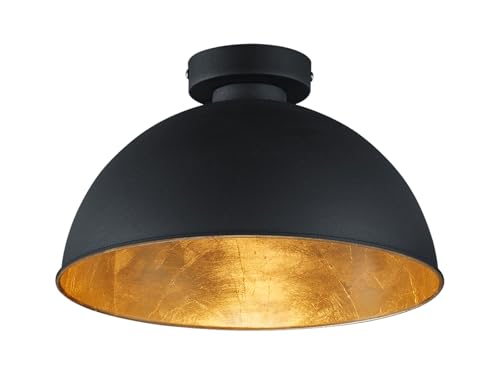 Deckenleuchte mit Lampenschirm aus Metall in Schwarz & innen Gold, Ø31cm von meineWunschleuchte