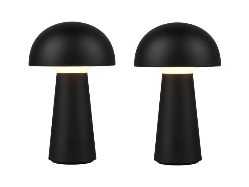 Reality Leuchten LED Außen-Tischleuchte, Dimmfunktion, LED fest integriert, Warmweiß, 2er SET kabellos, Akku per USB aufladbar, Pilz-Lampe per Touch dimmbar von Reality Leuchten