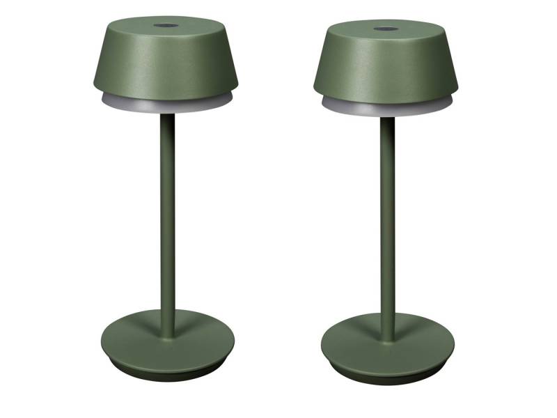 KONSTSMIDE LED Außen-Tischleuchte, Farbwechsel, LED fest integriert, Warmweiß - Neutralweiß, 2er Set Tischlampen AKKU kabellos Lampe ohne Strom-Kabel, Höhe 30cm von KONSTSMIDE