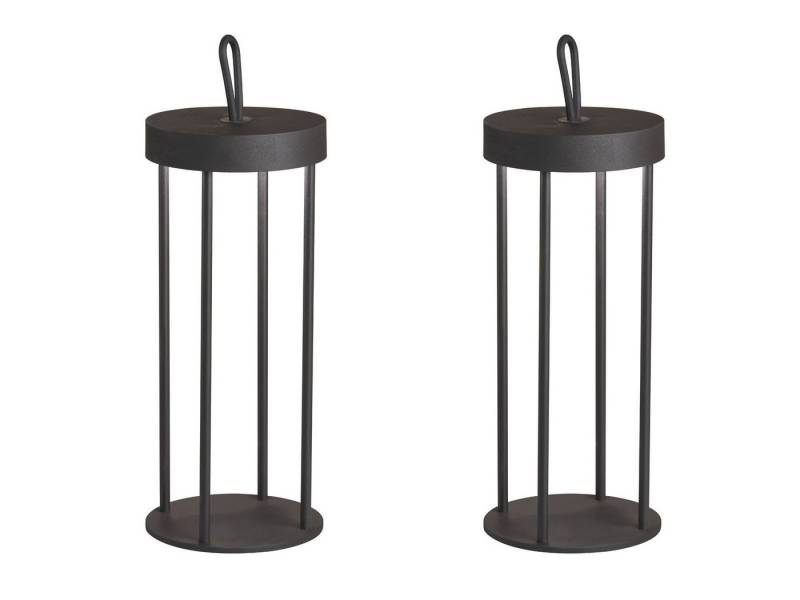 easy! BY FHL LED Außen-Tischleuchte, USB-Ladefunktion, LED fest integriert, Warmweiß, 2er SET Outdoor Tischlaternen IP 44 Schutzklasse - Akku USB aufladbar von easy! BY FHL
