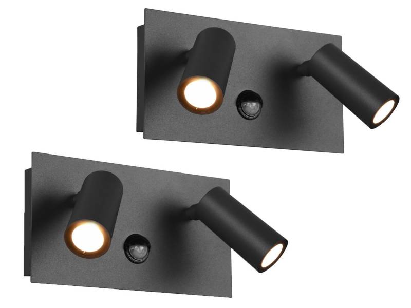 TRIO Leuchten LED Außen-Wandleuchte, Bewegungsmelder, LED fest integriert, Warmweiß, 2er-Set Außen Wandstrahler, Fassadenbeleuchtung Hauswand, Breite 23cm von TRIO Leuchten