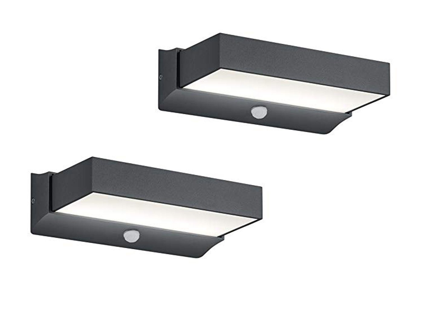 TRIO Leuchten LED Außen-Wandleuchte, Bewegungsmelder, LED fest integriert, Warmweiß, 2er-Set Fassadenbeleuchtung mit Bewegungsmelder IP 65, Anthrazit TRIO Leuchten LED Außen-Wandleuchte, Bewegungsmelder, LED fest integriert, Warmweiß, 2er-Set Fassadenbeleuchtung mit Bewegungsmelder IP 65, Anthrazit von TRIO Leuchten