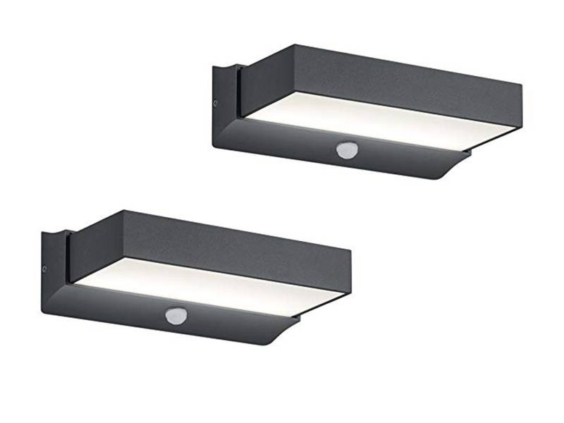 TRIO Leuchten LED Außen-Wandleuchte, Bewegungsmelder, LED fest integriert, Warmweiß, 2er-Set Fassadenbeleuchtung mit Bewegungsmelder IP 65, Anthrazit von TRIO Leuchten