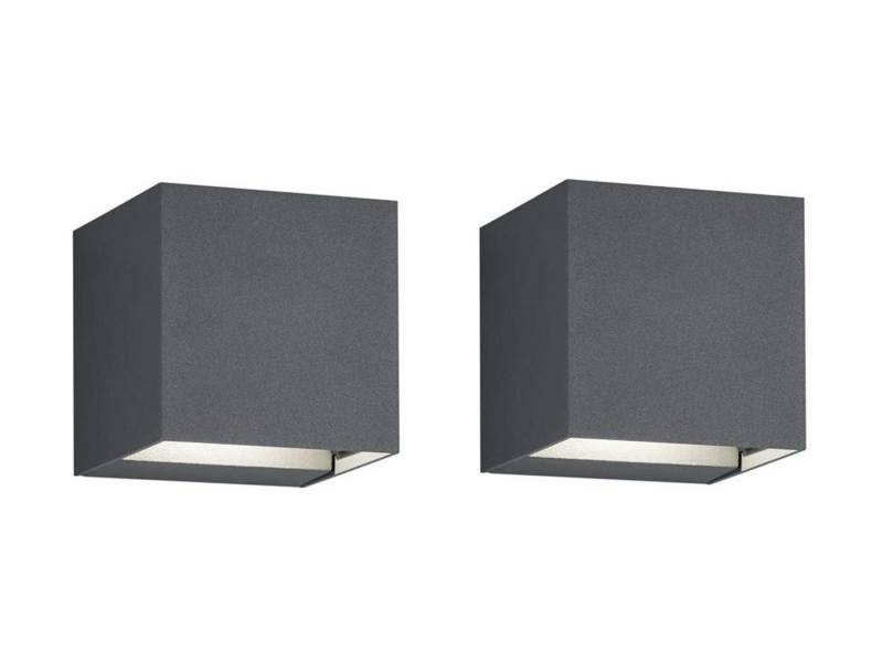 TRIO Leuchten LED Außen-Wandleuchte, Abstrahlwinkel einstellbar, LED fest integriert, Warmweiß, 2er-Set kleine Fassadenlampen Hauswand, Außenlicht Anthrazit IP 54 von TRIO Leuchten