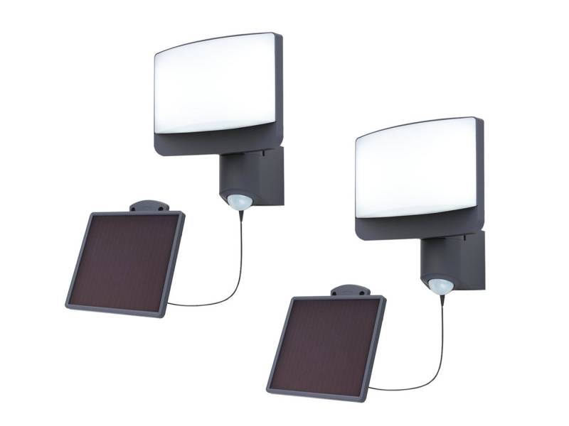 LUTEC LED Solarleuchte, Bewegungsmelder, LED fest integriert, Kaltweiß, 2er SET Solar-Strahler Haus-Wand Solarlichter mit Bewegungsmelder IP54 von LUTEC