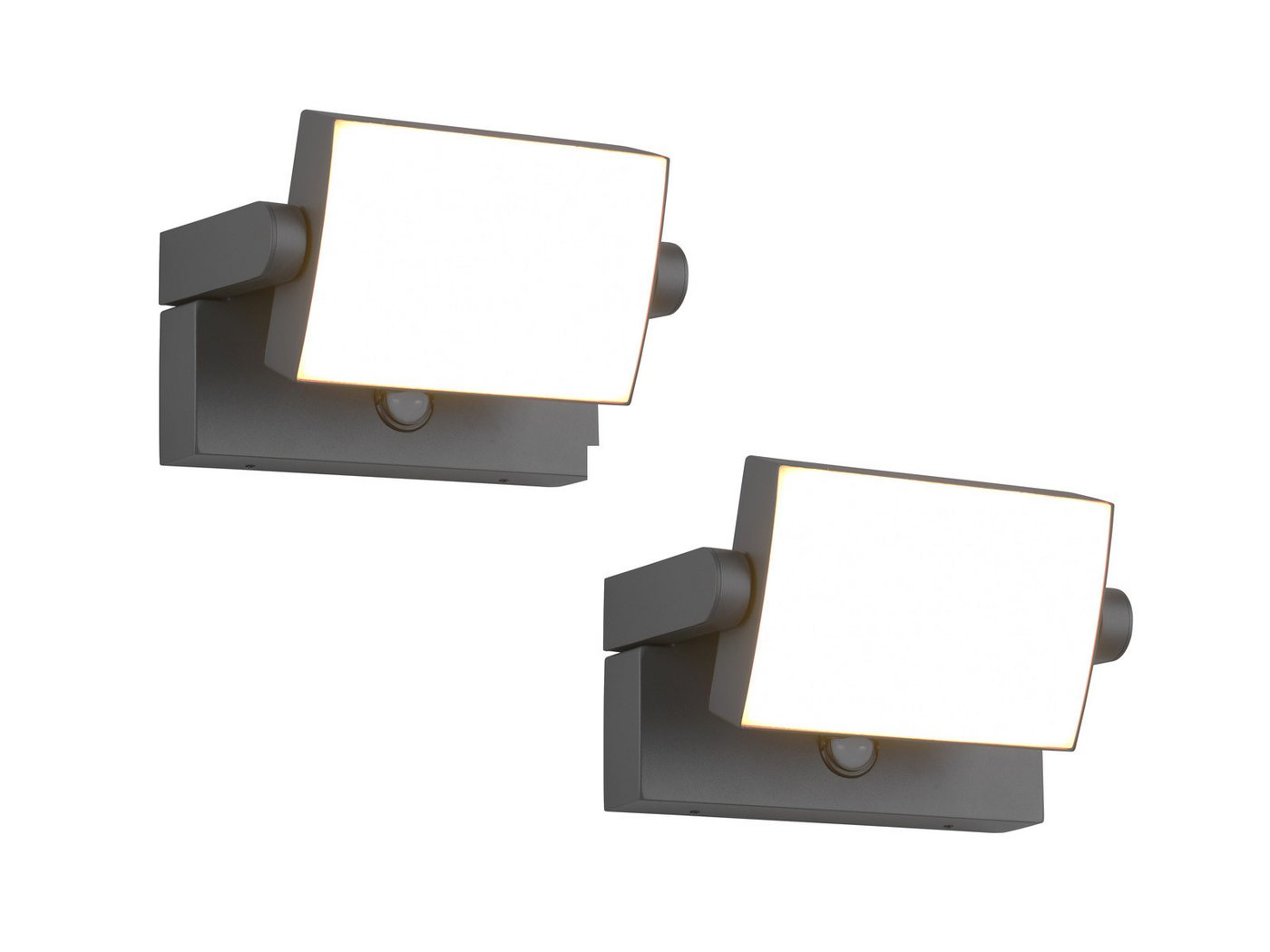 TRIO Leuchten LED Außen-Wandleuchte, Bewegungsmelder, LED fest integriert, Warmweiß, 2er SET Hoflampe Carport Fassaden-Beleuchtung Anthrazit Breite 20cm TRIO Leuchten LED Außen-Wandleuchte, Bewegungsmelder, LED fest integriert, Warmweiß, 2er SET Hoflampe Carport Fassaden-Beleuchtung Anthrazit Breite 20cm von TRIO Leuchten