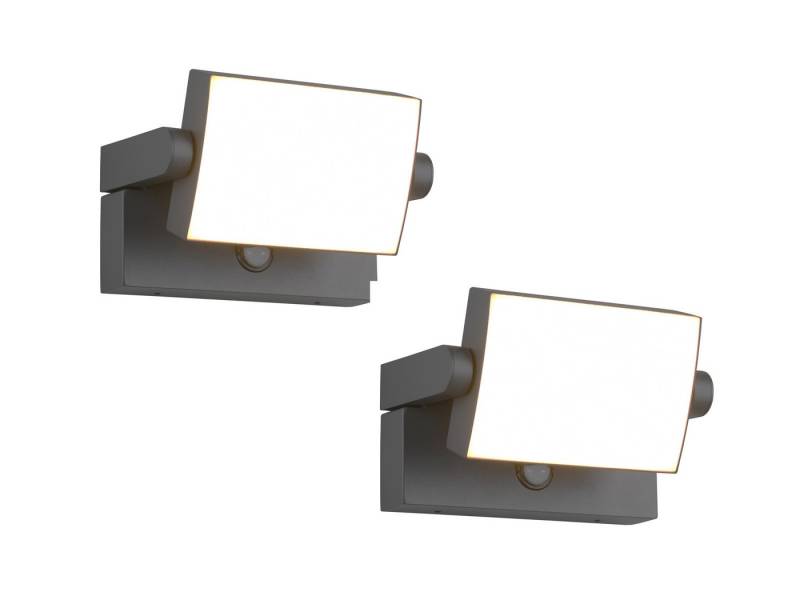 TRIO Leuchten LED Außen-Wandleuchte, Bewegungsmelder, LED fest integriert, Warmweiß, 2er SET Hoflampe Carport Fassaden-Beleuchtung Anthrazit Breite 20cm von TRIO Leuchten