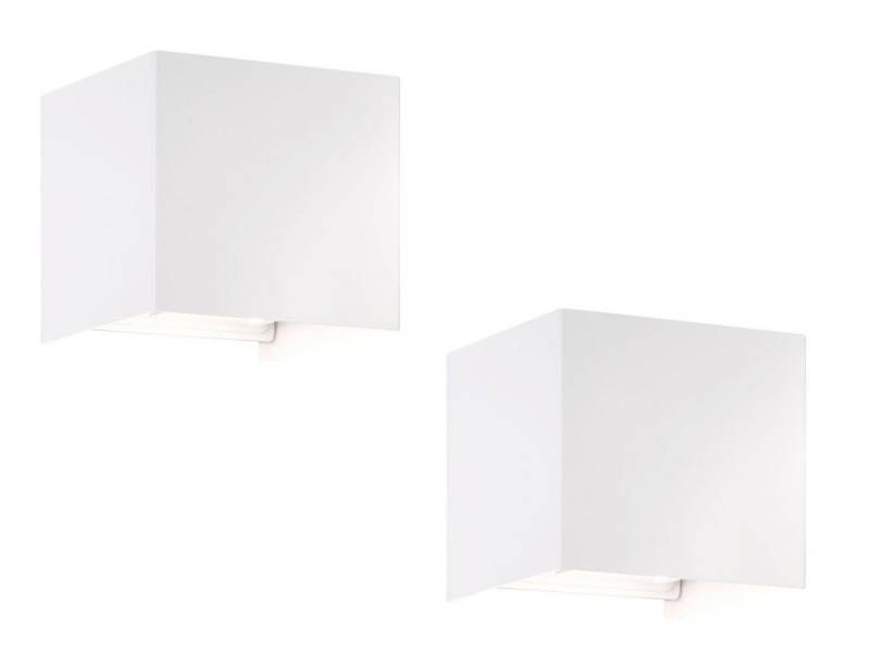 FISCHER & HONSEL LED Außen-Wandleuchte, IP 44, Lichtwinkel einstellbar, LED fest integriert, Warmweiß, 2er SET Außenleuchten & Wand-Beleuchtung Innen Treppen-Haus 10cm klein von FISCHER & HONSEL