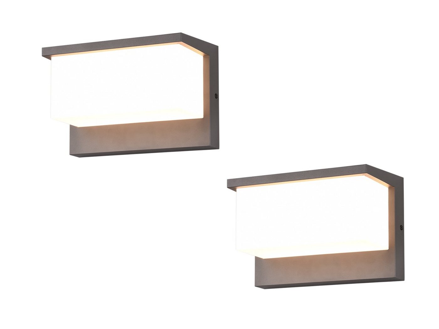 TRIO Leuchten LED Außen-Wandleuchte, LED fest integriert, Warmweiß, 2er Set Fassaden-Beleuchtung Haus-Wand in Anthrazit, Terrassenleuchten von TRIO Leuchten