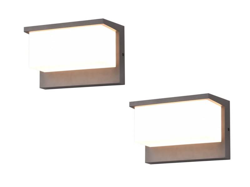 TRIO Leuchten LED Außen-Wandleuchte, LED fest integriert, Warmweiß, 2er Set Fassaden-Beleuchtung Haus-Wand in Anthrazit, Terrassenleuchten von TRIO Leuchten