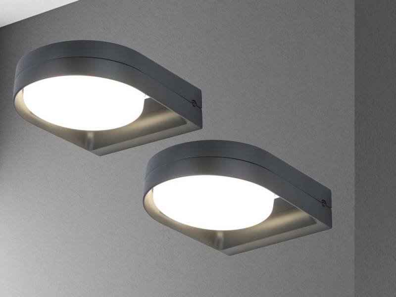 LUTEC LED Außen-Wandleuchte, LED fest integriert, Warmweiß, 2er-Set Fassadenlampen schwenkbar Hauswand & Carport Anthrazit H: 14cm von LUTEC