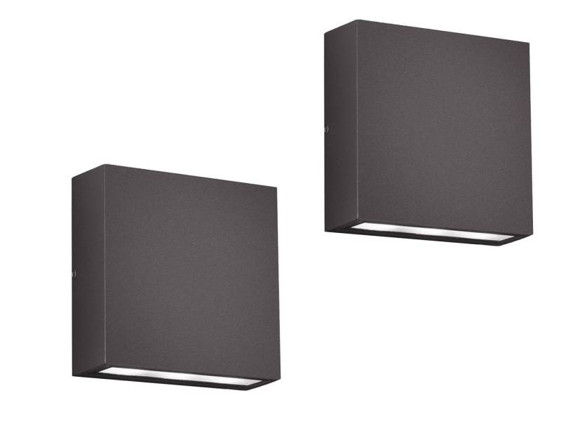 TRIO Leuchten LED Außen-Wandleuchte, LED fest integriert, Warmweiß, 2er-Set flache Up Down Fassadenlampe, Außenlicht Anthrazit, 14cm von TRIO Leuchten